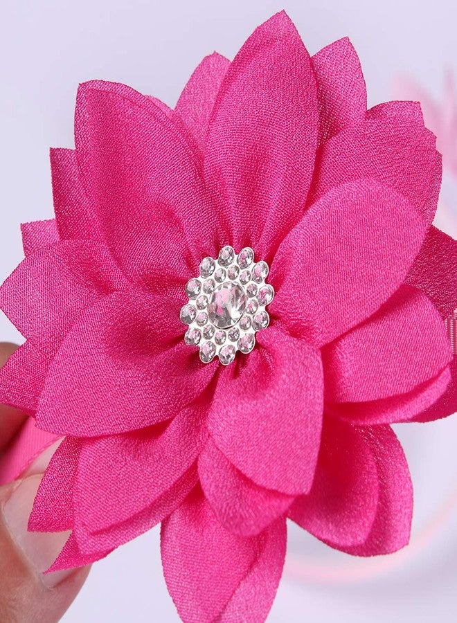 WANYU 10 Pcs Flower Bow Headbands For Girls,Toddler Headbands Chiffon Floral Kids Hair Bands Sparkle Cute 3.5 inch Bow Headpiece-Diademas Para Niñas1 - Image 4